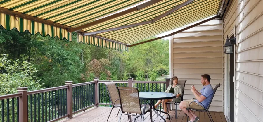 Aristocrat Chocolate Stripe retractable awning