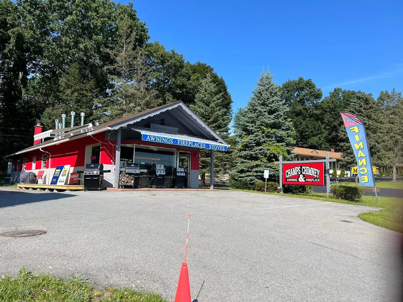 The Champs Fireplace showroom on Route 9 in Queensbury, NY.